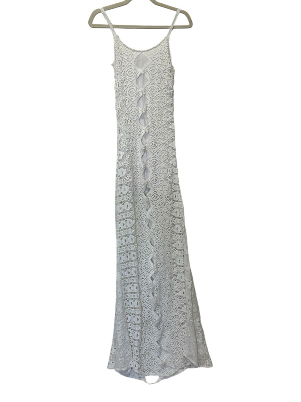Jen’s Pirate Booty Boho White Crochet Festival Mermaidcore Fairy Maxi Dress XS